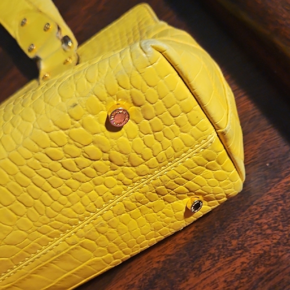Kate Spade Vintage Yellow Crocodile-Embossed Shoulder Bag - Picture 2 of 7